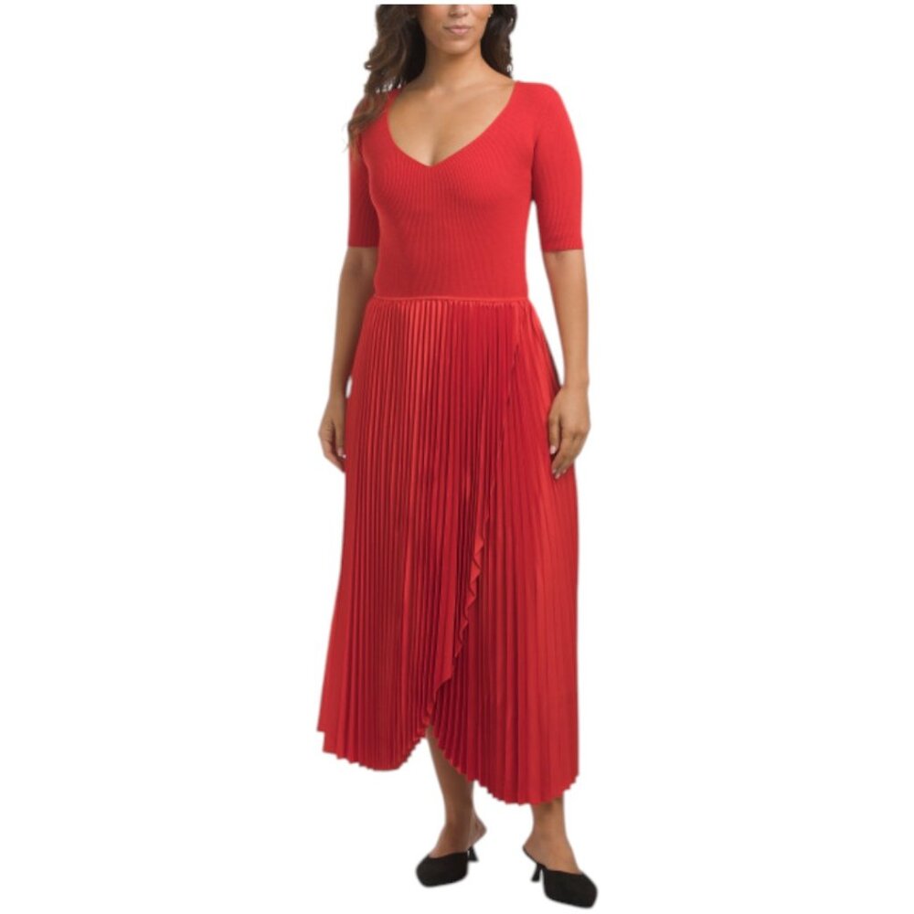 ELIE TAHARI The Mave Mixed Media Sweater Dress